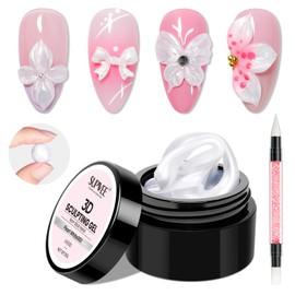 SUPWEE 3D Nail Gel Art Pearl White,Solid Gel for Nails Art Non-Sticky Molding Nails for Extension Carving Home DIY Manicure with Nail Art Pen DIY at home