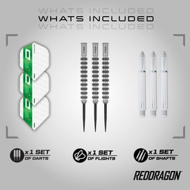RED DRAGON Javelin Speedline 24g Premium Tungsten Steeltip Darts Set with Dart Flights and Dart Shafts (Stems)