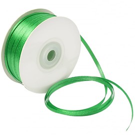 Green Satin Ribbon 1/8 Inches x 100 Yards, Solid Color Fabric Ribbon for Gift Wrapping, Crafts, Hair Bows Making, Wreath, Wedding Party Decoration and Sewing Projects
