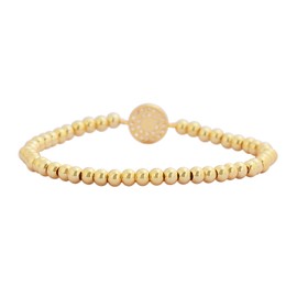 Edforce Stainless Steel Women Evil Eye Ball chain Elastic bracelet with CZ Cubic Zirconia (Gold)