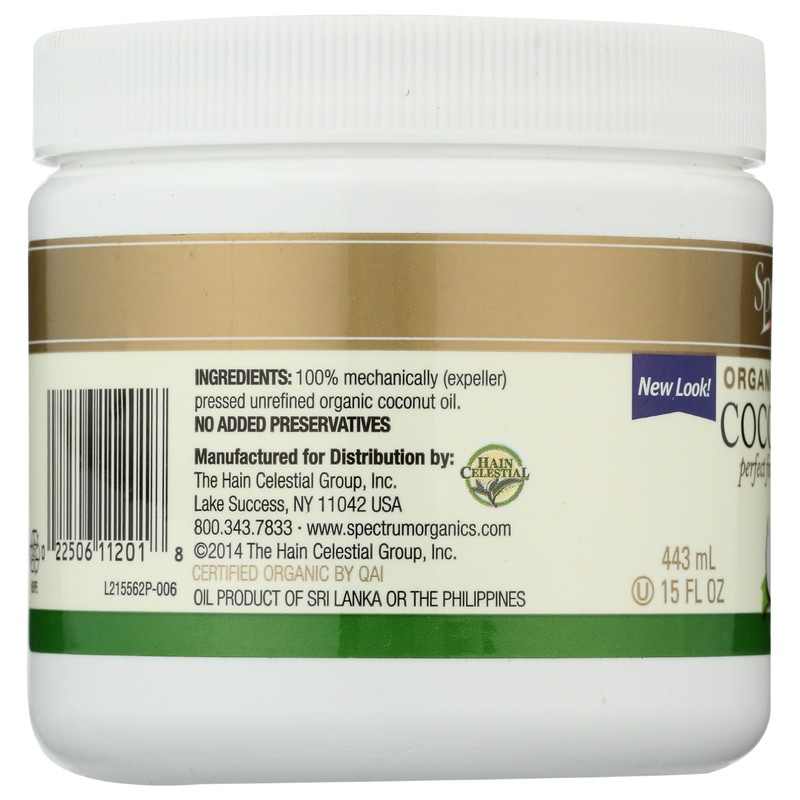 Spectrum Essentials Organic Virgin Coconut Oil, Unrefined, 15 oz