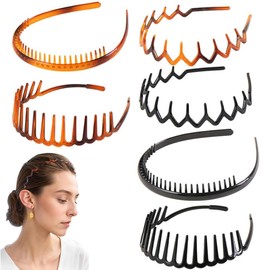 KUMSODE Pack of 6 Shark Tooth Hair Comb Hair Band Wavy Plastic Headband Make Up Headband for Sports Fitness Daily for Women and Girls