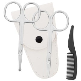 4pc Stainless Steel Nose Hair Trimmer Set for Men Beard Scissors Scissors Facial Hair Trimming Kit Comb