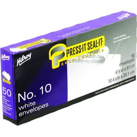 Hilroy No. 10 Press-It Seal-It Boxed Envelopes, 4-1/8 X 9-1/2-Inch, White, 50-Count (36712)