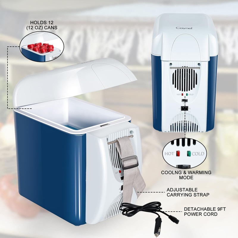 CAYNEL 12V 7.5 Quart Personal Thermoelectric, 7.5 Liter Capacity, Portable
