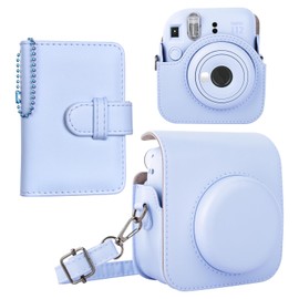 HIYQIN Instant Camera Case Compatible with Instax Mini 12/11 /9/8/8+, PU Leather Bag with Pocket and Adjustable Shoulder Strap, blue, Camera bag