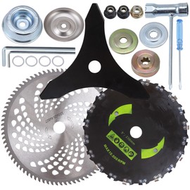 9"x20T Brush Blades Carbon Steel Round Chainsaw,10" x 80T Carbide Tip Brush Blades,10" x 3 Teeth Carbon Steel Brush Cutter Blades with Universal Adapter Kit Compatible with Cutter, Trimmer, Weed Eater