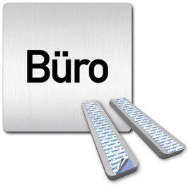 Türschilder24 XXL Door Sign 125 x 125 mm Office 1.5 mm Aluminium Solid Material 100% Made in Germany (Office Text + Spacer)