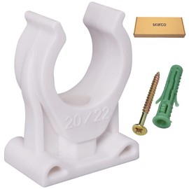 SKIR'CO Pipe Clamps Plastic Clamps for 20-22 mm Pipes U Type Pipe Clamp Hose Hanger Pipe Clamps White Clips (Pack of 20)
