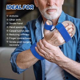 YiYame Resting Hand Splint, Stroke Hand Brace with Finger Support, Hand immobilizer for Carpal Tunnel Wrist Night Support, 5 fingers Straightening, Flexion Contractures, Fits Right & Left, S