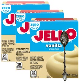 Candy Freezer Instant Pudding & Pie Filling Mix 1 oz Box (Pack of 3) with Gem Spoon (Zero Sugar Vanilla) - Gem Spoon