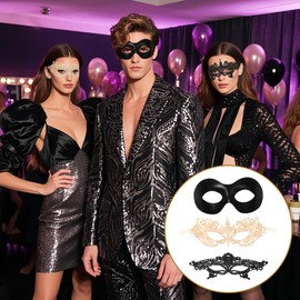 Oidea Masquerade Mask Set for Couples: 3 Pack Lace Venetian Mardi Gras Mask Costume Ball Prom Cosplay Party Mask for Women and Men