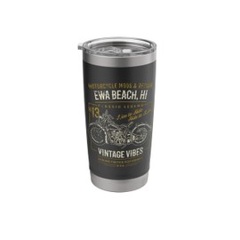 Ewa Beach Hawaii USA Retro Distressed Motorcycle Design Stainless Steel Insulated Tumbler