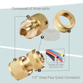 2 PCS Brass Hose Connectors Garden Hose Connector, Thread Easy Connect Faucet Adapter, 1/2 Inch Quick Connect Garden Hose Fittings, Gardening 1/2 inch Pipe Quick Connector