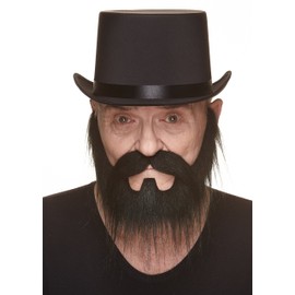 Mustaches Self Adhesive Fake Mustache and Beard, Novelty, Nomad False Facial Hair, Costume Accessory for Adults, Black Color