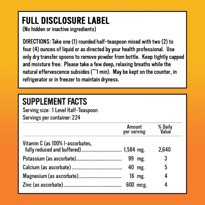 Alkalini-C (Ascorbate Vitamin C Powder) - Specification: 8 oz