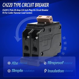 CH220 2-Pole 20-Amp Circuit Breaker, Type CH 3/4-Inch Plug-On Molded Case Circuit Breaker, Thermal Magnetic Protection, 10 KAIC, 120/240V, Fit for Cutler Hammer Load Centers(3-Years Warranty) by SOYGN