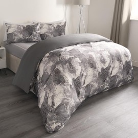 OHS Double Duvet Set, Reversible Marble Bedding Super Soft Double Quilt Covers Luxury Decorative Double Bedding Set with Pillowcases, Grey & White