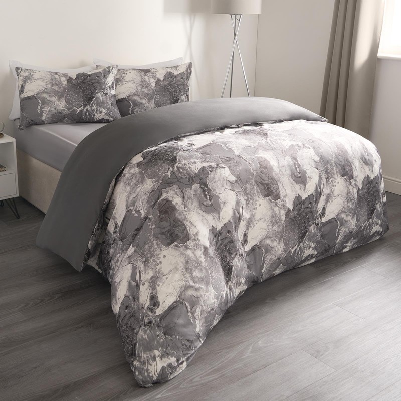 OHS Double Duvet Set, Reversible Marble Bedding Super Soft Double