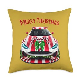 Christmas Holiday EV Electric Sports Car Business Owner Gift Throw Pillow