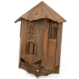 VIREESR Wooden Castle Bat Houses for Outdoors, Bat Boxes for Outside, Large Three Chamber Box Perfectly Designed to Attract Bats, Durable and Easy to Hang (Bat House Ⅰ Brown)