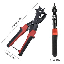 Belt Hole Puncher for Leather Heavy Duty Non-Slip Handle Rotating 6 Heads Professional Punch Tool Revolving Punch Plier Kit (3 Round Holes + 2 Flat Holes + 1 Oval Hole)