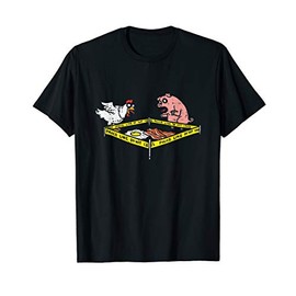 Thriller Crime Police Line Funny Chicken Pig Bacon And Eggs T-Shirt