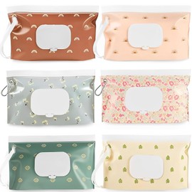 WADY 6 Pack Dispensador de toallitas húmedas para bebés, Bolsa para toallitas húmedas dispensadores de toallitas para bebés, Estuche portátil Recargable Impermeable para toallitas húmedas de Viaje