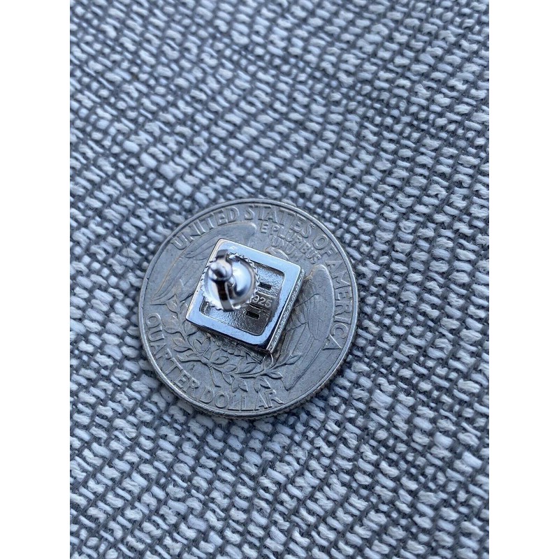 Harlembling Mens Real Solid Sterling Silver CZ Baguette Earrings Studs