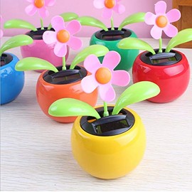 Xinjincang Pink Solar Dancing Sun Flower Automotive Ornament Solar Powered Dancing Sun Flower in Colorful Pots Swinging Animated Bobblehead Dancer Window Sun Catcher Car Dashboard Solar Power Kits