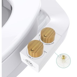 BIDETbidet Left/Right Reversible FRESH WATER DELUXE (NEW Off White Color) Non-Electric Ultra-Slim Toilet Attachment, Ability to SWITCH between Right/Left Hand Side Control with Nozzle Hinged Design.