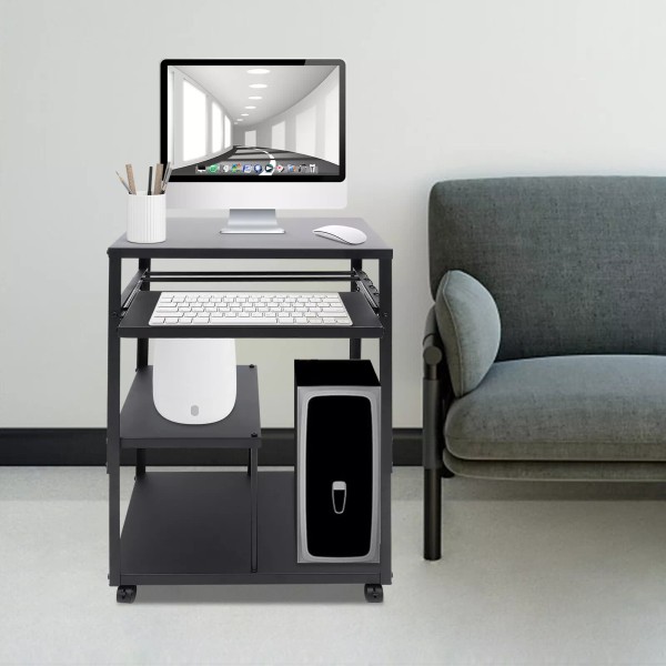 Rolling Computer Desk Laptop PC Coner Table Desktop w/ Rolling