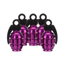 SENZEAL 5x Grenade Bomb Tyre Valve Caps Aluminum Alloy Car Motorbike Dust Stem Caps Purple