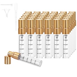 Beomeen 36Pcs 5ML Clear Glass Perfume Travel Refillable Spray Bottles, Mini Perfume Bottle Empty, Portable Cologne Atomizer Sprayer Travel Size Containers Refill Bottles Kit for Toiletries Dispenser