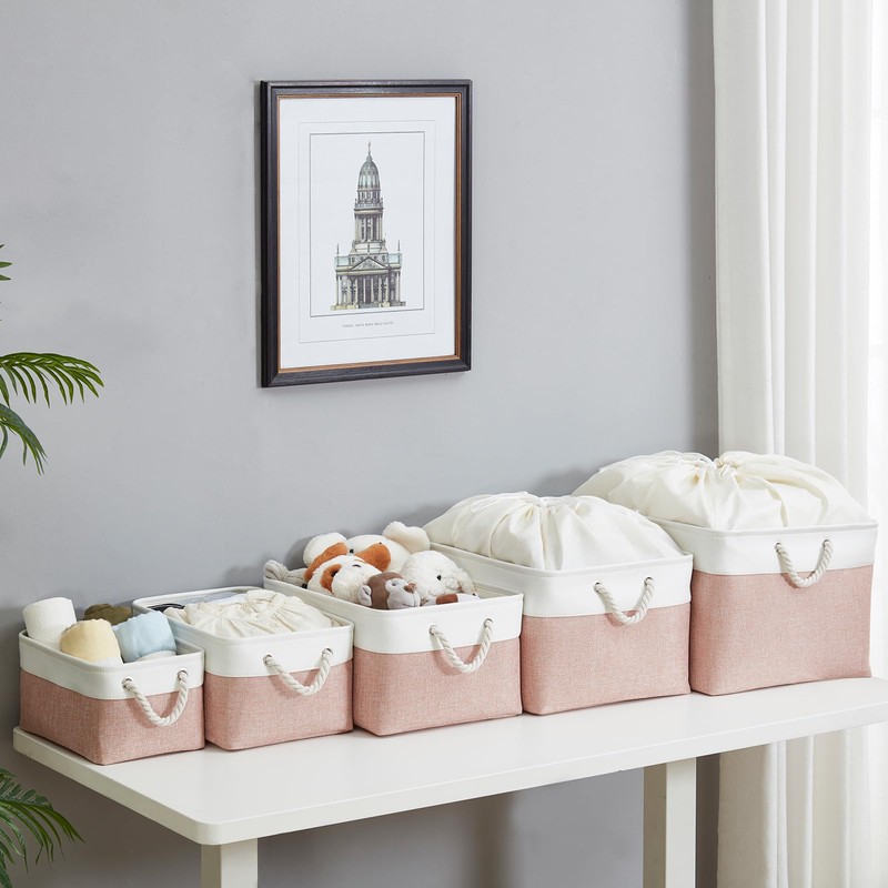 Mangata Soft Fabric Storage Boxes, Multi-Size, Rectangular Container Baskets for