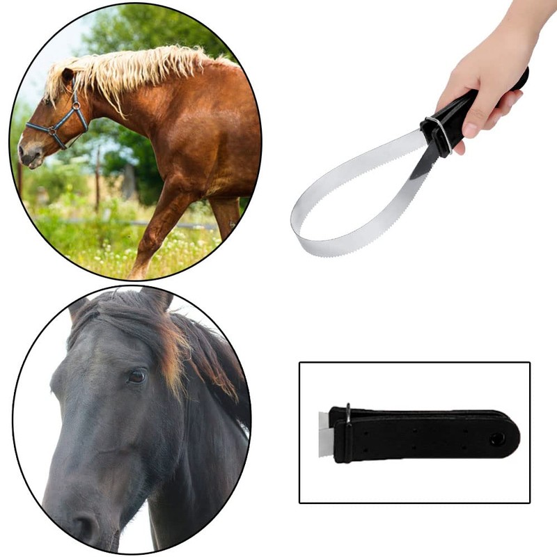 Stainless Steel Animal Equine Sweat Scraper Shedding Blade,Double-Sided Shedding Blade,Horse