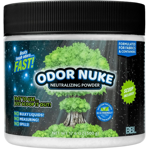 Bedside Commode Deodorizer by ODOR NUKE - Human Urine Odor Neutralizer & Washing Aid For Urinal Containers & Fabrics - Scoop Included (17.6oz) (Powder)