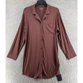 Naadam NEW NAADAM Pajama Button Up Dress Long Sleeve Size Small Fig WE1129FIM Women’s