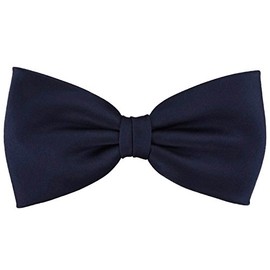 TigerTie Pre-tied Satin Bow Tie - Plain Colour + Gift Box, Navy Sapphire Blue Dark Blue