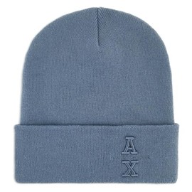 Armani Exchange Men's AX Stacked Logo Beanie Hat, Flint Stone