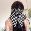 2Pcs Checkered Hair Bows for Women Teens Oversized Long Tail