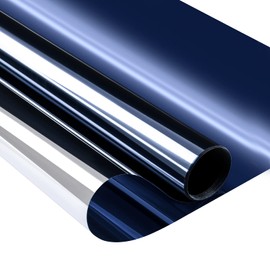 Niviy One Way Window Film Daytime Privacy Mirror Effect Reflective Window Tint for Home Self Adhesive UV Sun Blocking Heat Control Glass Door Films 23.6 x 78.7 inches Blue Silver