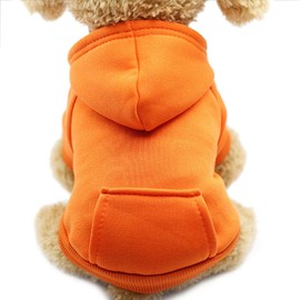 Idepet Pet Dog Hoodies Dog Clothes for Small Dogs Vest Chihuahua Clothes Warm Coat Jacket Autumn Puppy Outfits Cats Dogs Clothing(M, Orange)