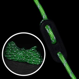 COM-FOUR® 8x Guy rope for camping, reflective in green - Luminous tent cord - Tension cord - Camping cord - Rope tensioner - Tent cord - Storm tape