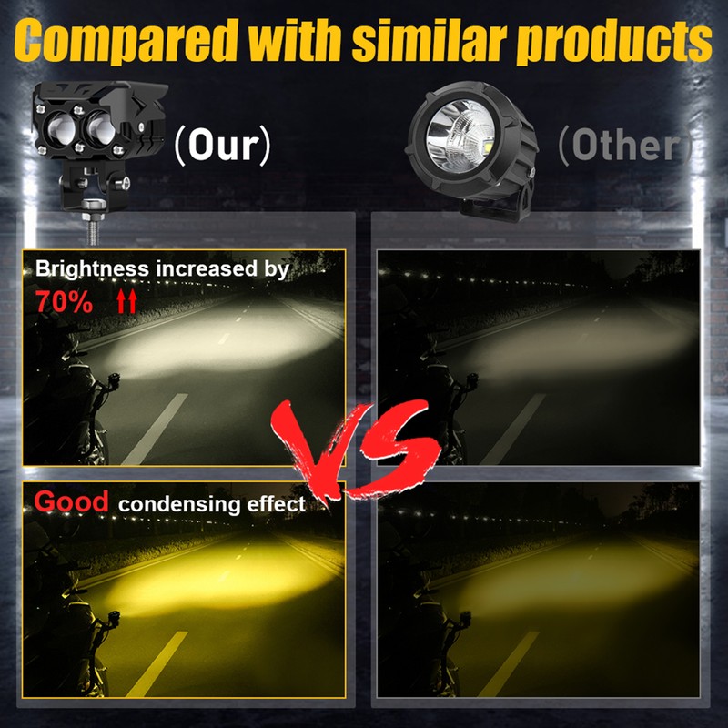 2pcs LED Spotlights 120W 4500LM Yellow White Spot Lamp IP67