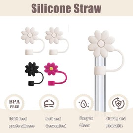 6 Piezas Fundas de popotes de flores Paja Silicona,tapas de silicona reutilizables, protectores de popote,Adecuado para la Mayoría Pajitas (Mixed color-Q6)