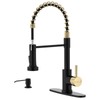 APPASO Black and Gold Kitchen Faucet with Soap Dispenser Brushed