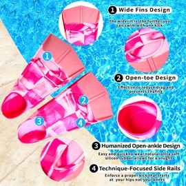 Fanwill Kids Swim Fins,Short Comfortable Flippers for Lap Swimming and Training for Children,Girls,Boys,Women(M)