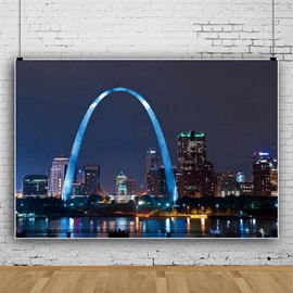 Pnylzzyxh St. Louis Arch Backdrop Missouri American World Famous Landmark Building Backdrop Landscape Portrait Photography Backdrop Banner Photo Background Studio Props 8x8ft