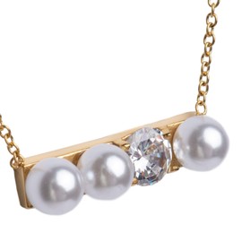 LuckyLy Juego de Joyería para Mujer Oro 18k, Base de Acero Inoxidable, Set de Aretes y Collar de Perlas con Zirconia Cúbica – Ideal como Regalo para Mamá y Mujer Original, Modelo Iris